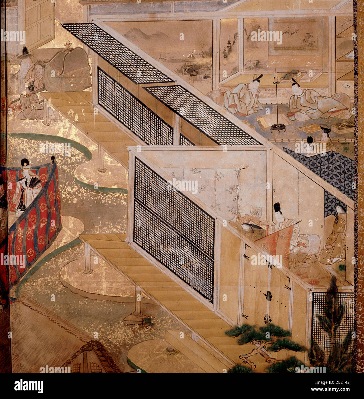 Detail from a screen attributed to the studio of Tawaraya Sotatsu Stock