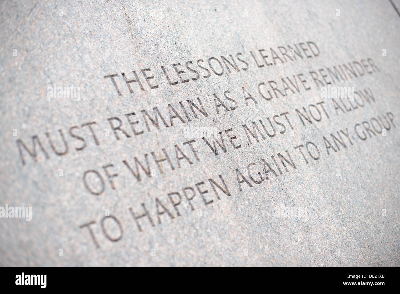 WASHINGTON DC, USA An inscription that reads "The lessons learned