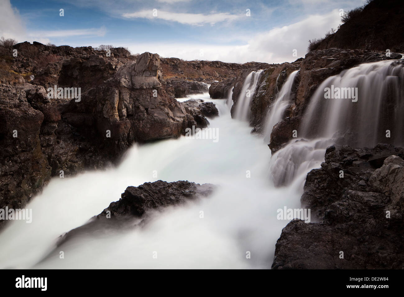 Barnafoss waterfall, Husafell, Iceland, Europe Stock Photo