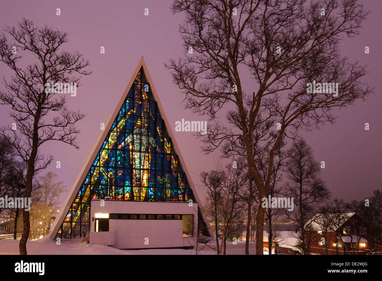 Arctic Cathedral or Tromsdalen Kirke church, in winter, Tromso, Norway, Europe Stock Photo