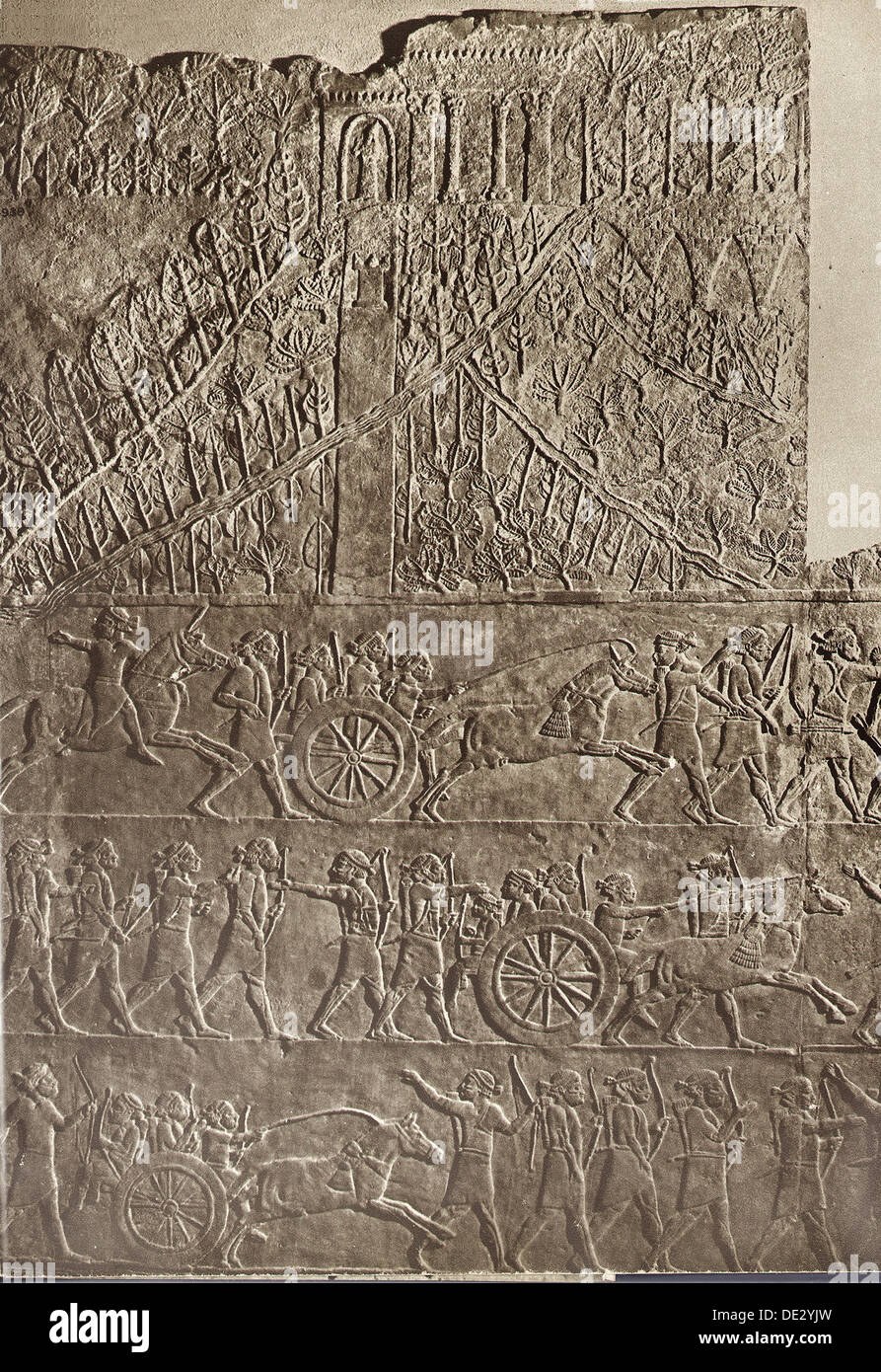 Stone relief from palace ashurbanipal hires stock photography and