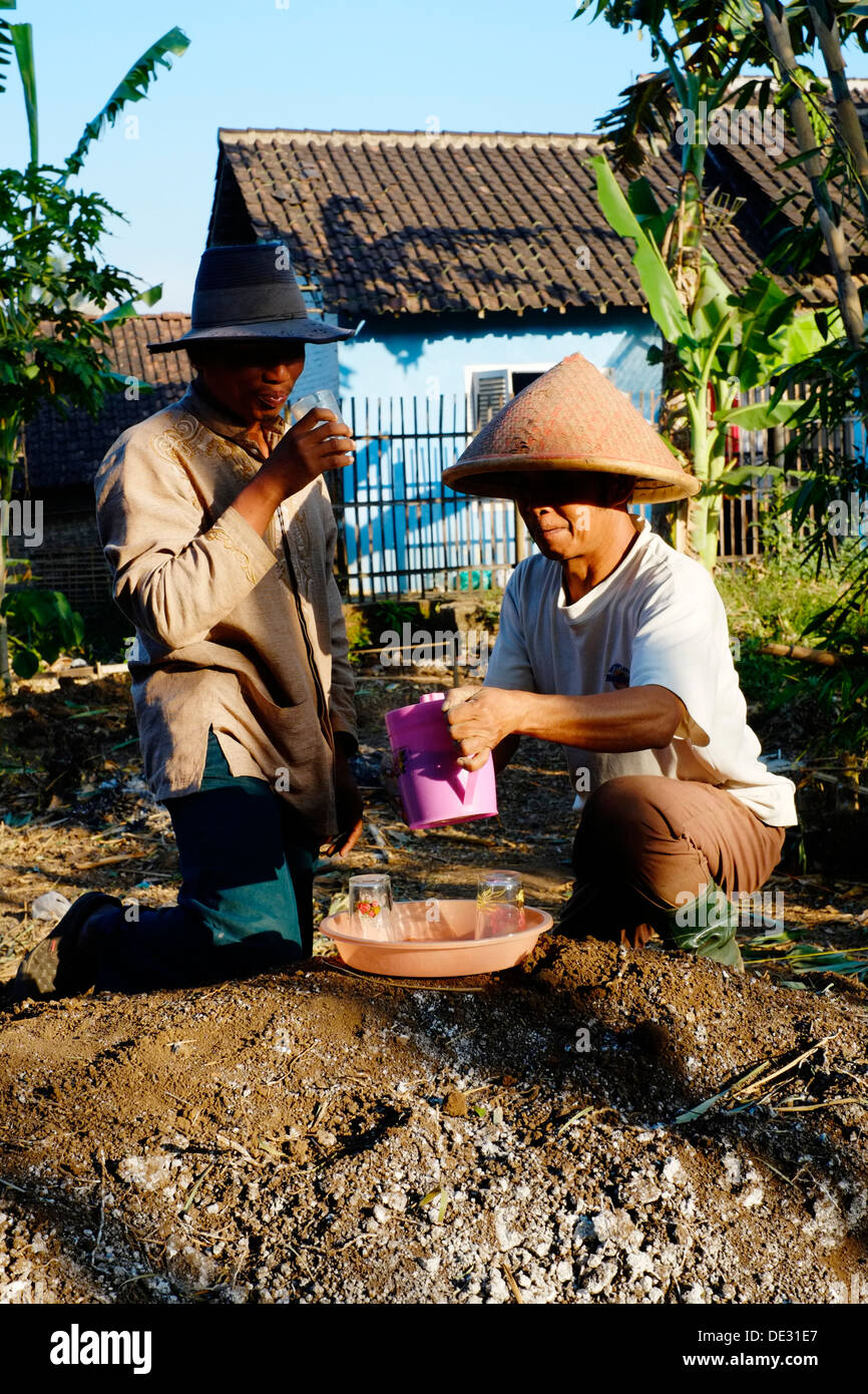 drinking tea before digging footings and foundations for a new house