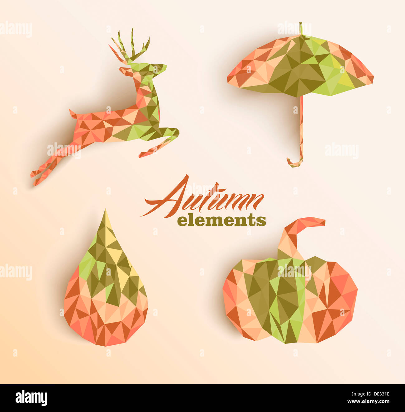 Geometric abstract autumn elements shapes compositions set. EPS10 ...