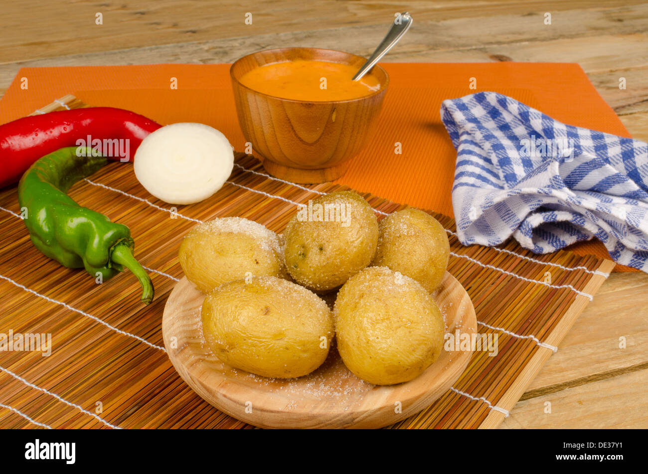 Mojo picon sauce to go with potatoes, a Canarian cuisine classic Stock Photo