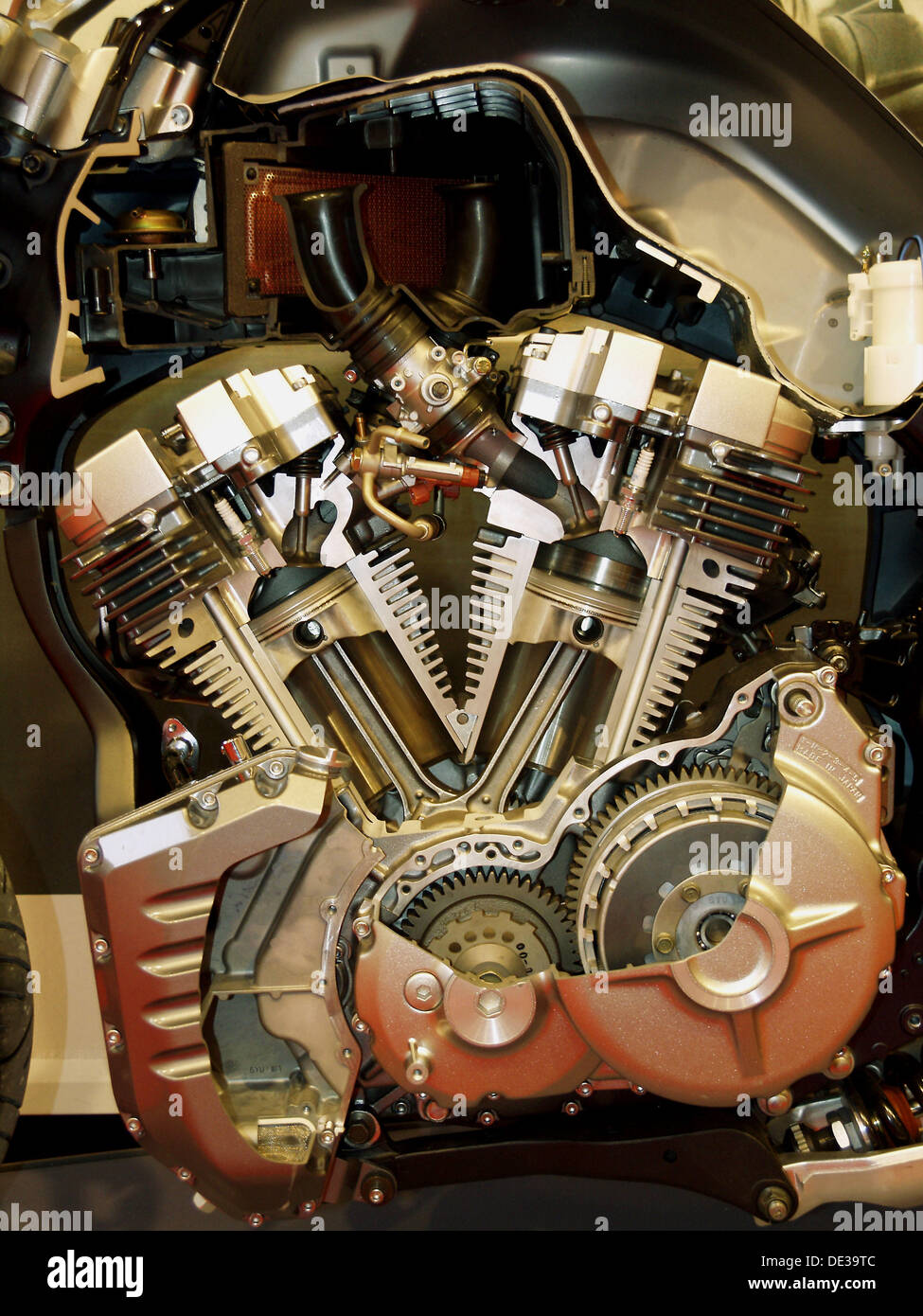 Cut through motorcycle engine Stock Photo Alamy