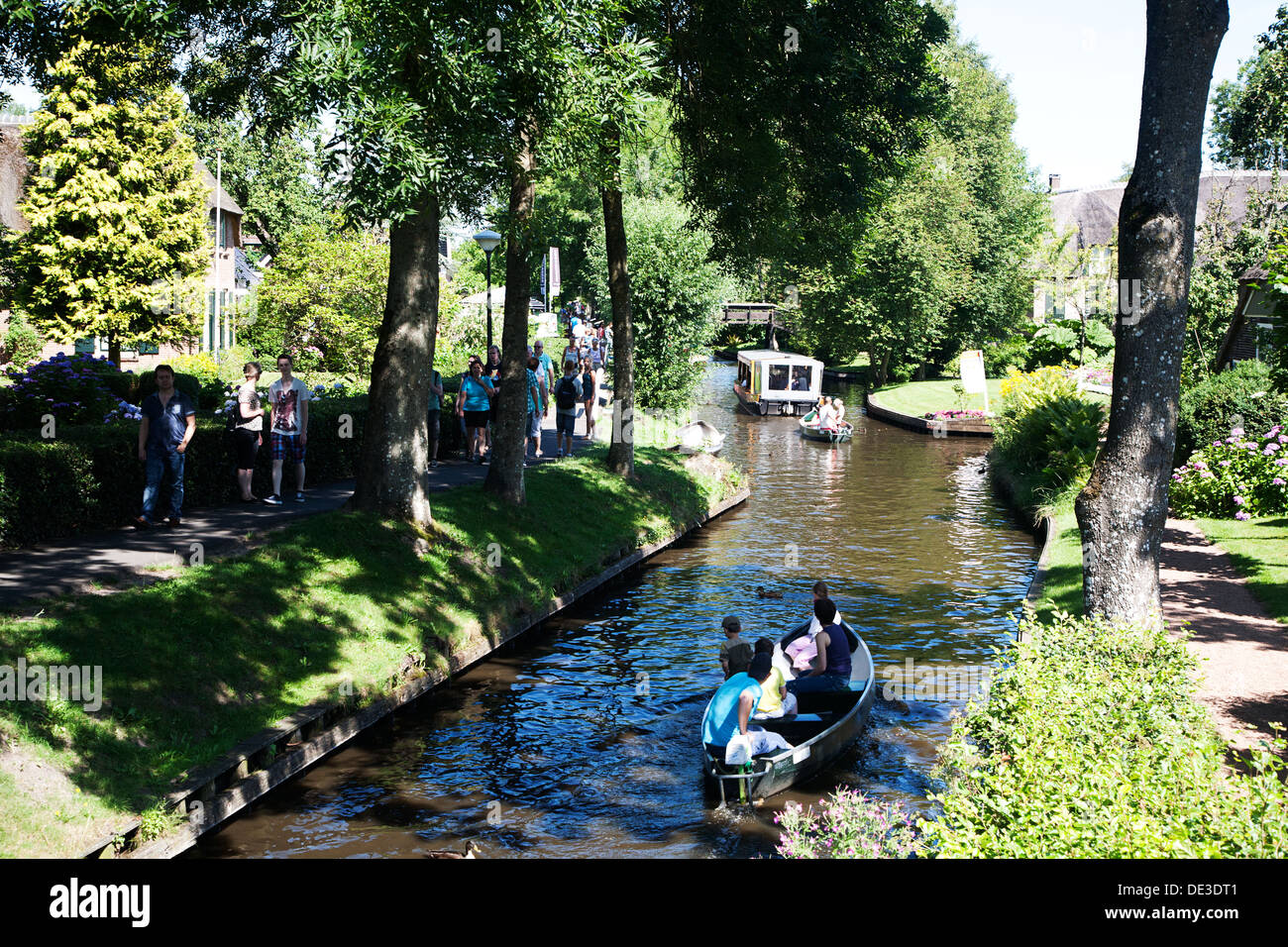Tourists in Giethoorn, Overijssel, Netherlands Stock Photo
