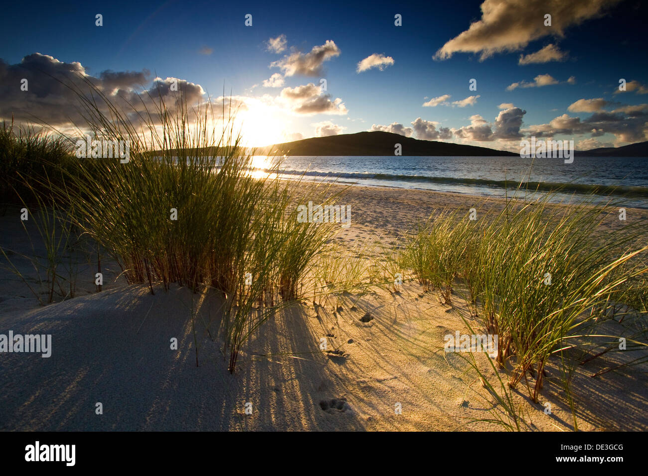Sunset On Luskentyre Beach On The Isle Of Harris Scotland Taken 