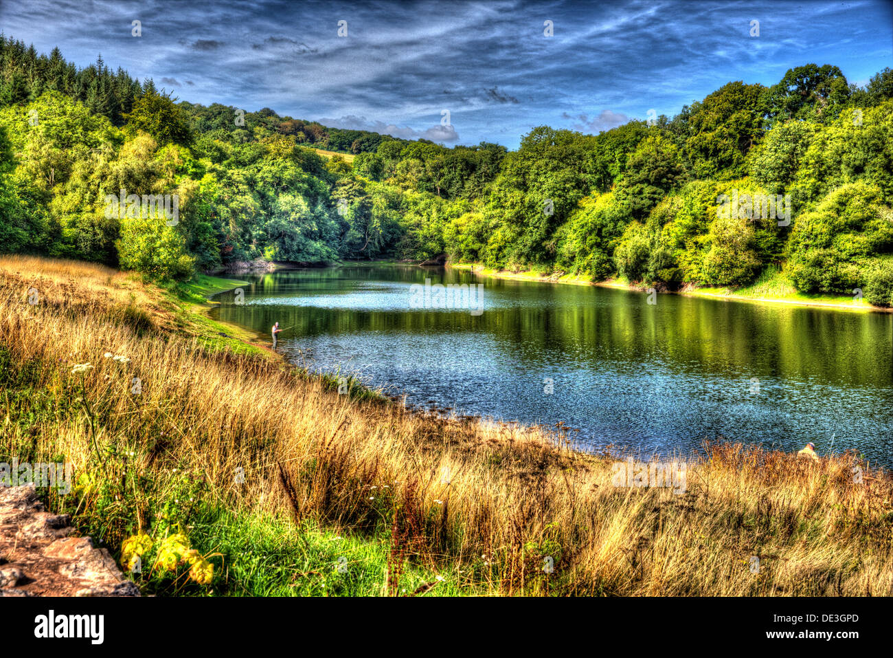Hawkridge reservoir Quantock Hills Somerset known for trout fishing