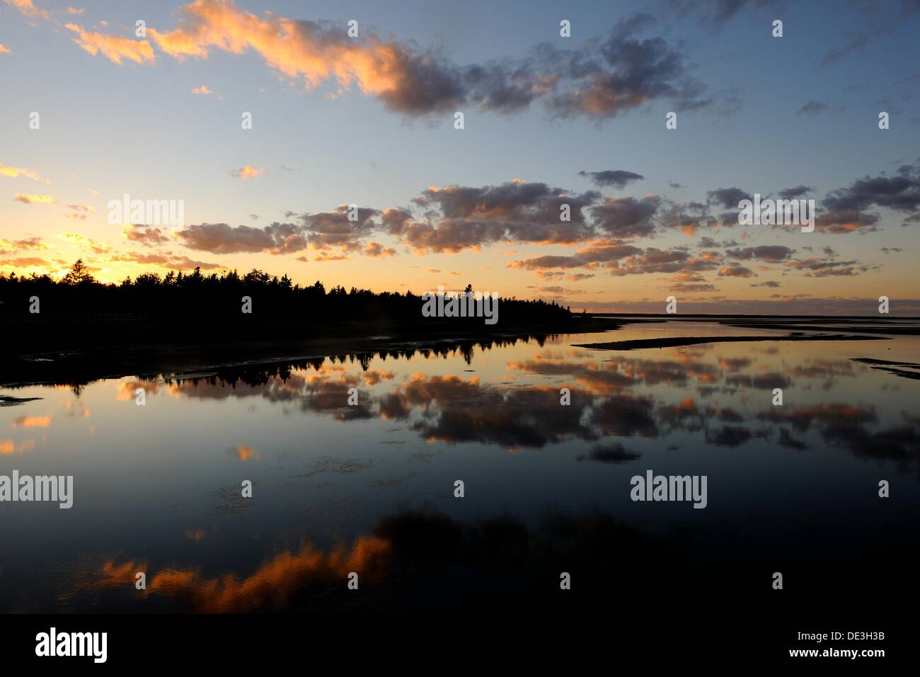 The lagoon at sunset behind the Barrier Island system, Kellys Beach