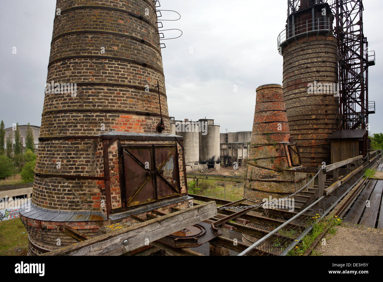 Ruedersdorf, Germany, ruin the shaft furnace battery, Museum Park Ruedersdorf Stock Photo