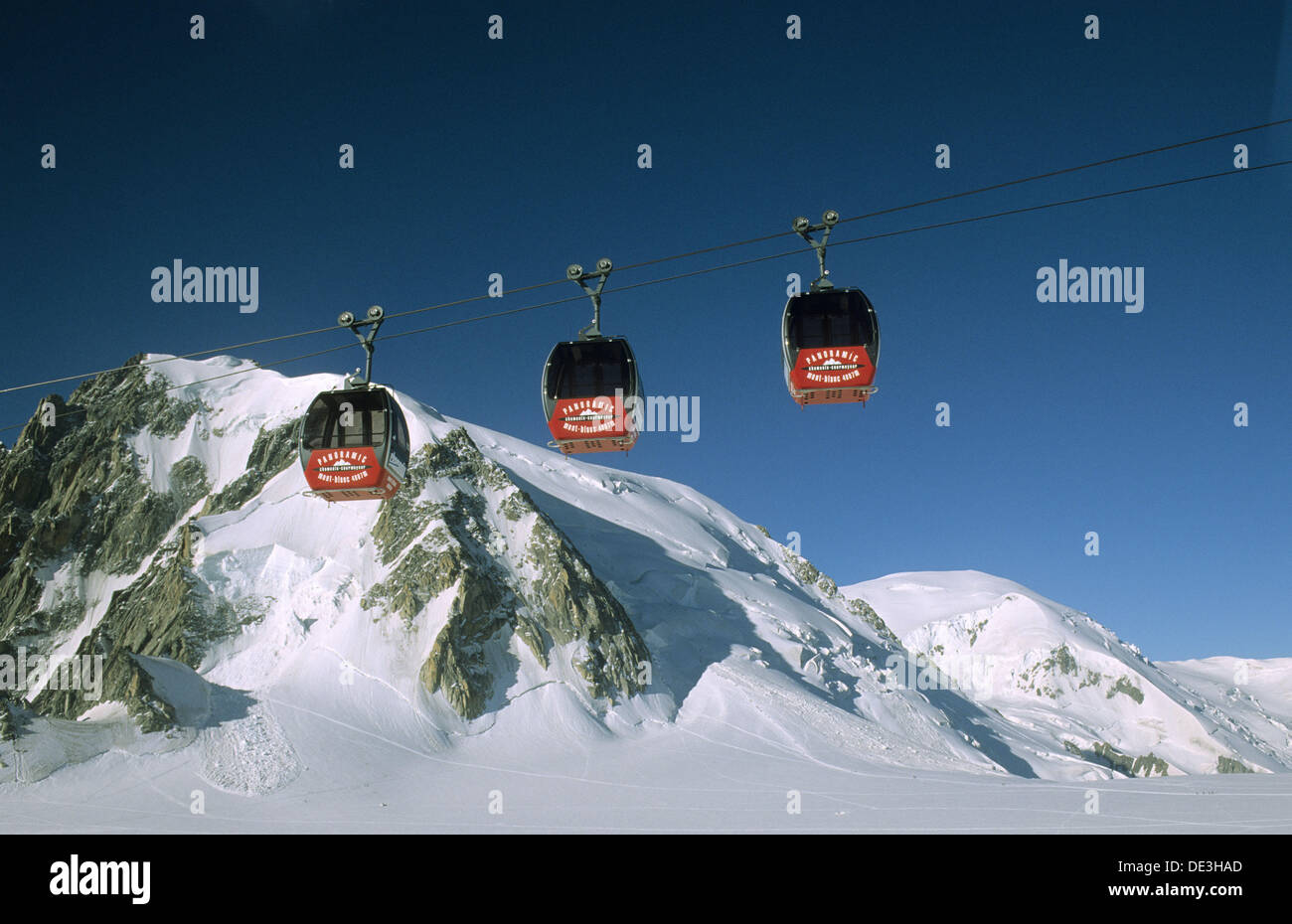 Cable cars at the Aiguille du Midi. French Alps, France Stock Photo Alamy
