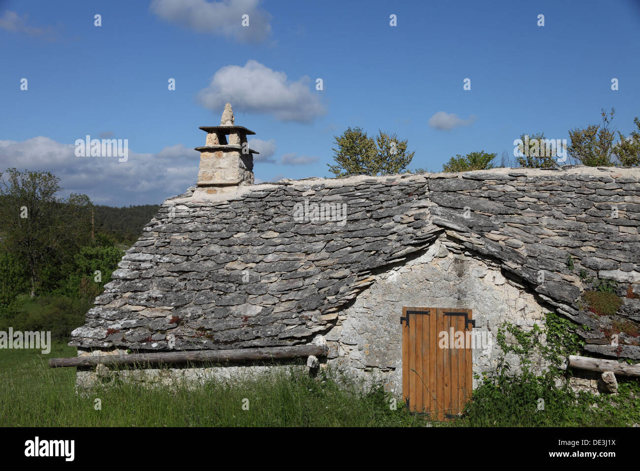 Typical house on the  Causse Mejean Lozere, France, part of the area that made the UNESCO heritage list in 2011 Stock Photo