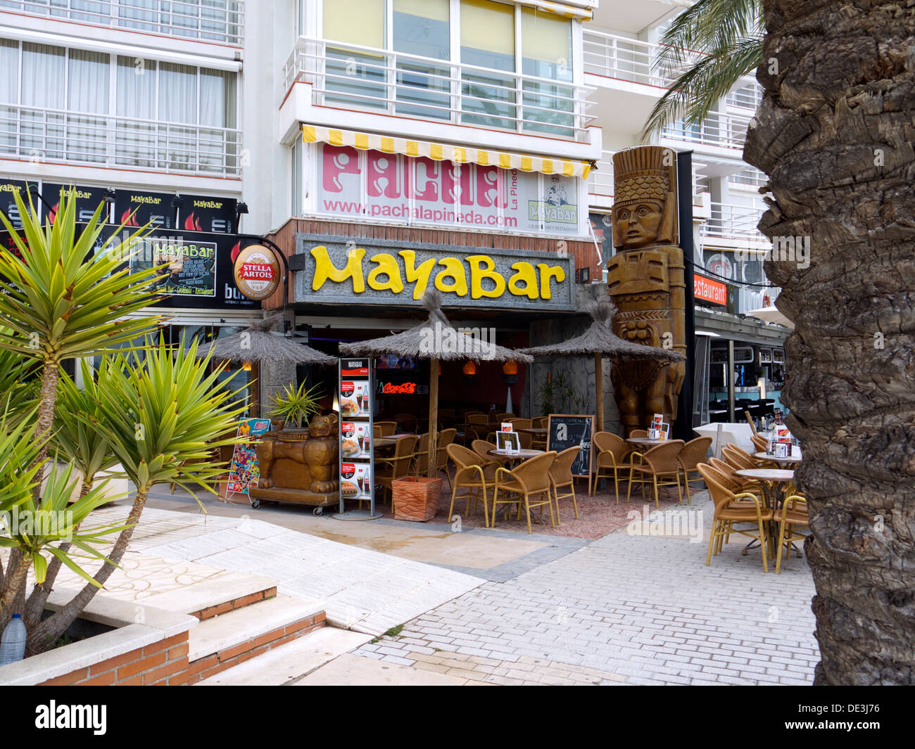 Cafe/Bar with seating outside in Salou, Spain Stock Photo