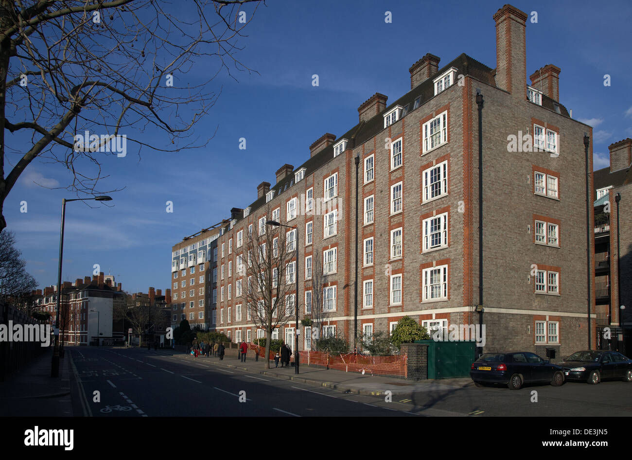 London, United Kingdom, multi-storey residential building in brick ...