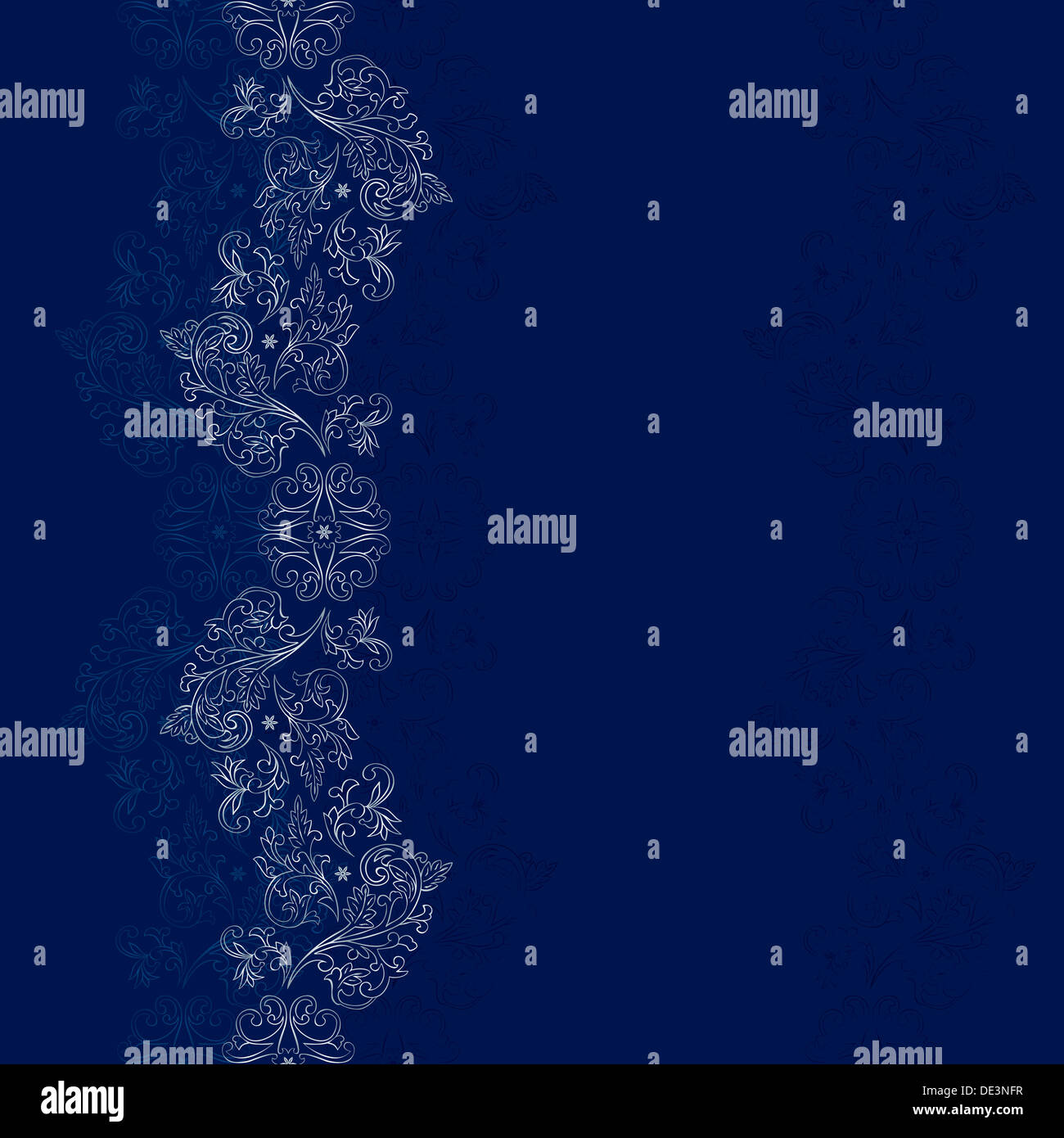 Blue background with silver floral vintage seamless pattern Stock Photo ...