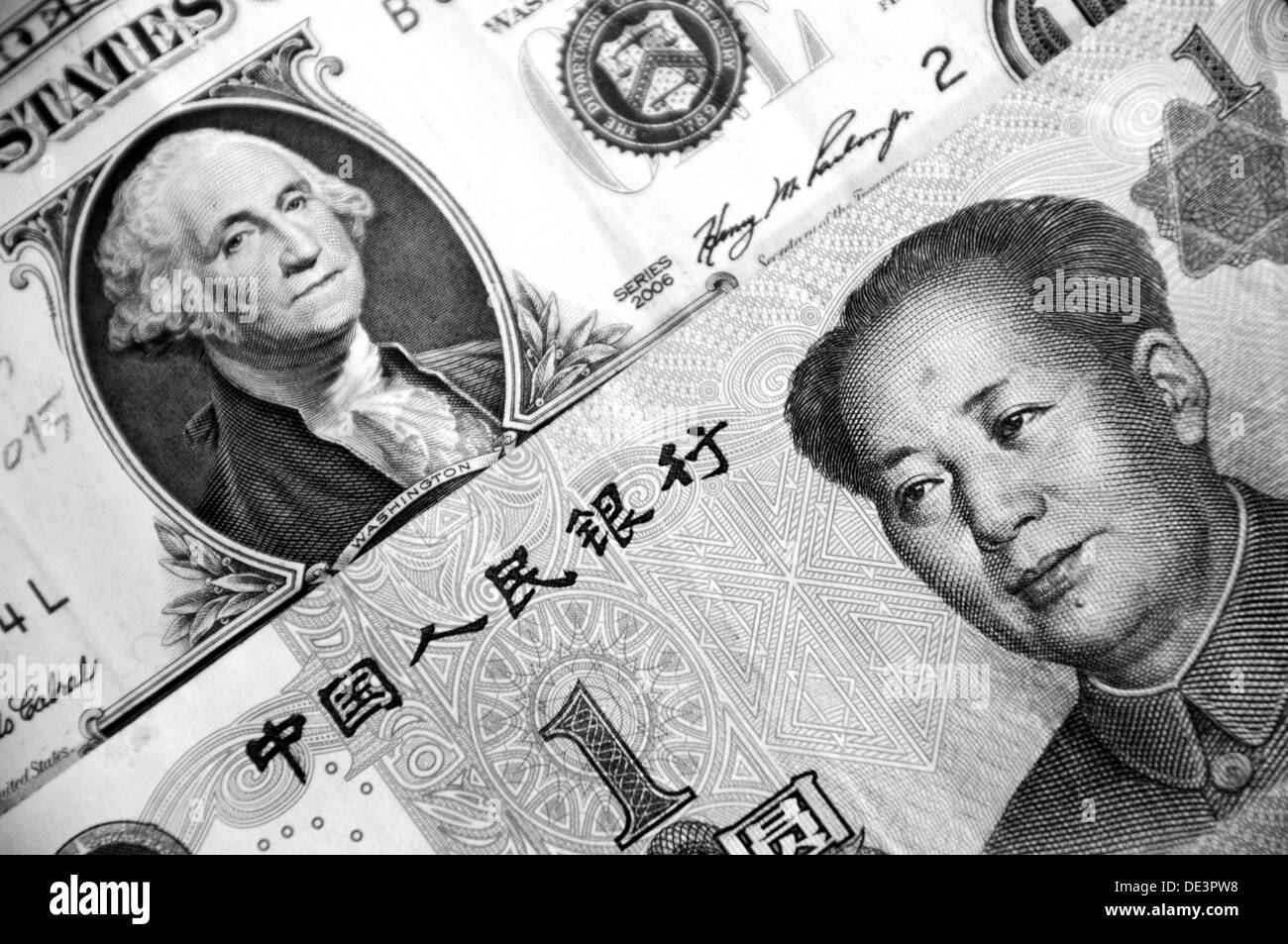 Chinese Yuan banknotes and U.S. dollar Stock Photo Alamy