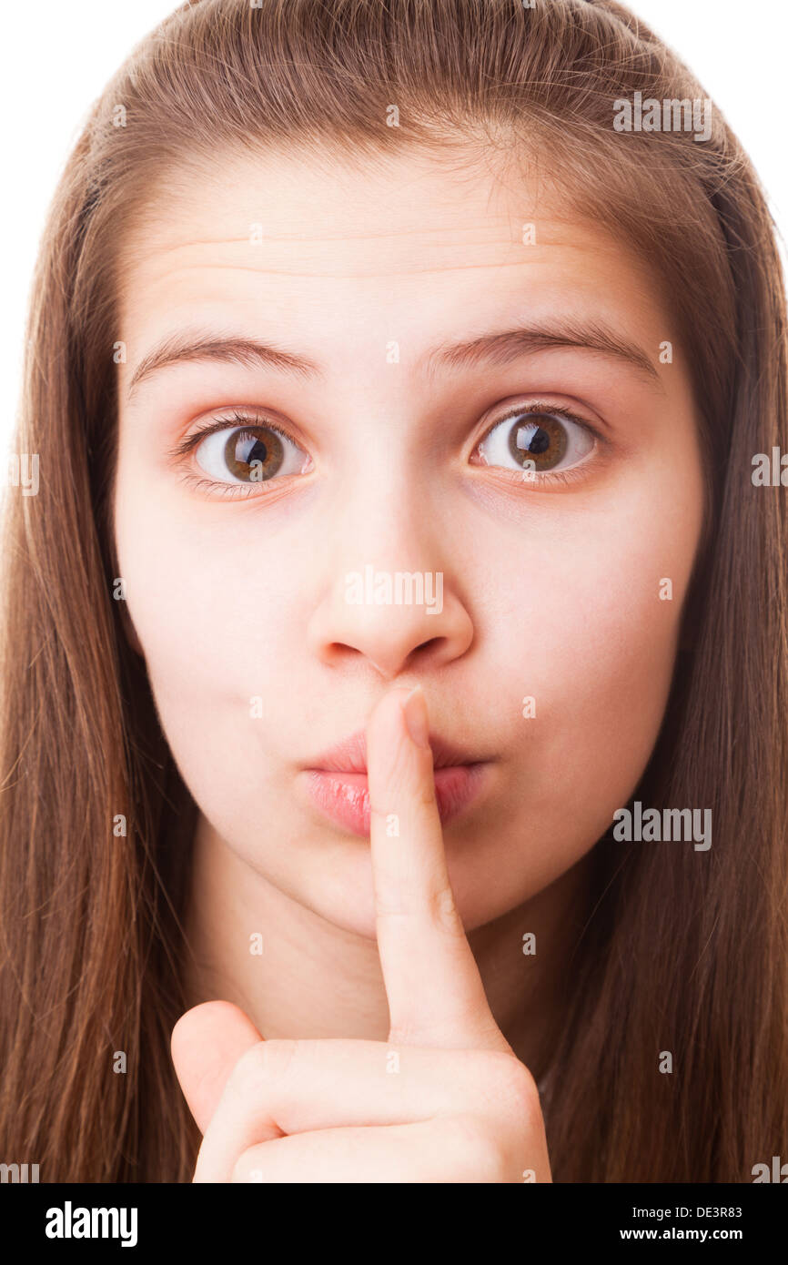 portrait teenager girl on a white background Stock Photo - Alamy