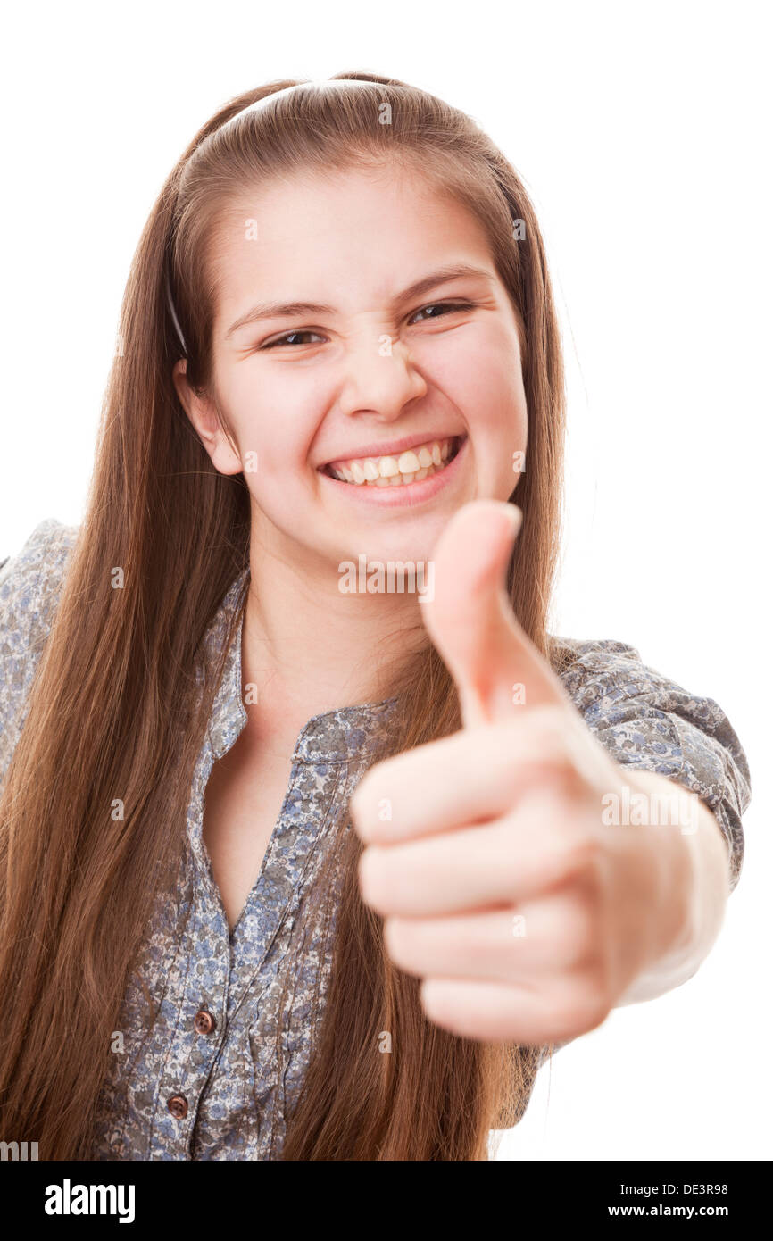 portrait teenager girl on a white background Stock Photo - Alamy