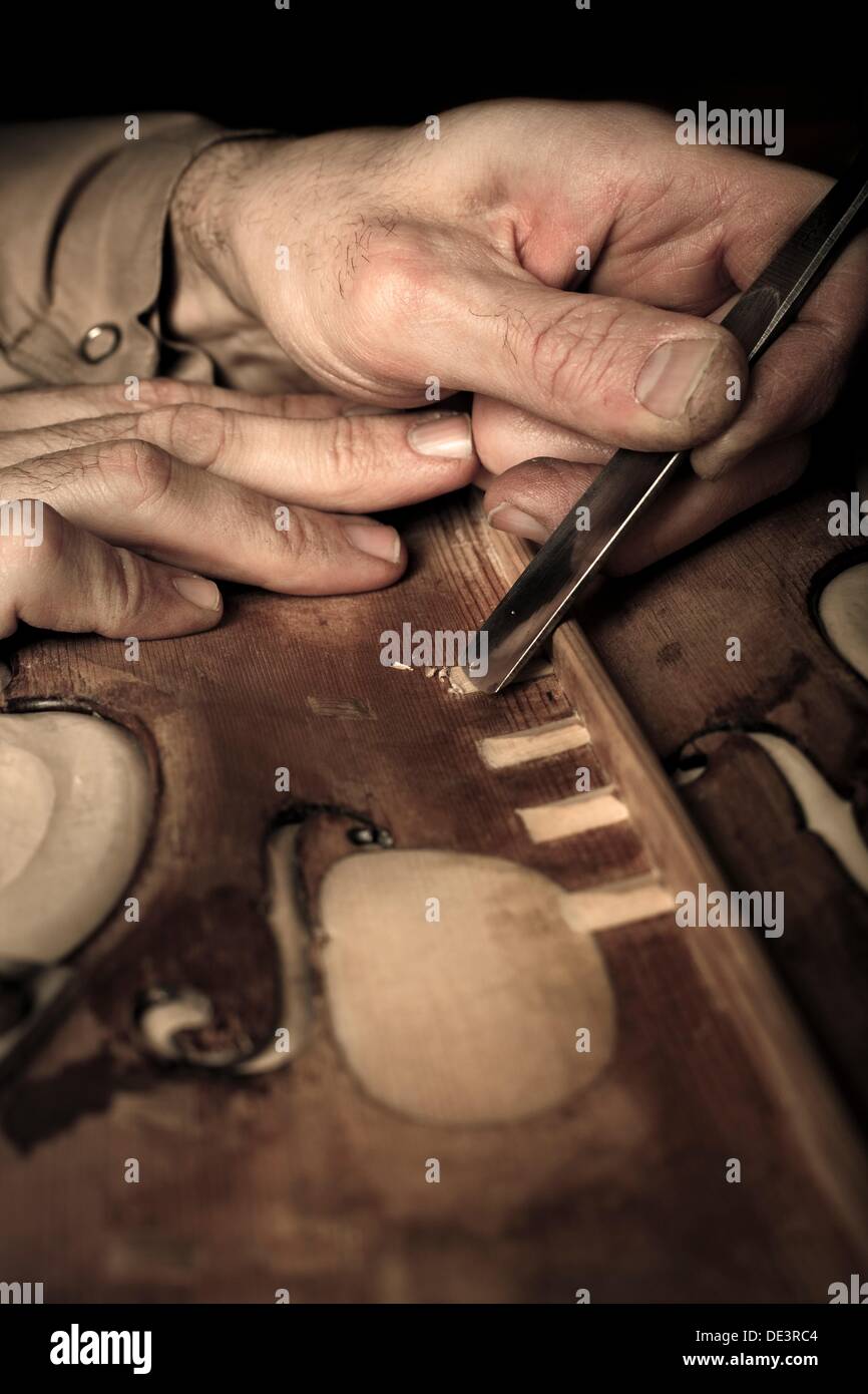 Luthier Manufacturing stringed musical instruments Handicraft Stock Photo Alamy