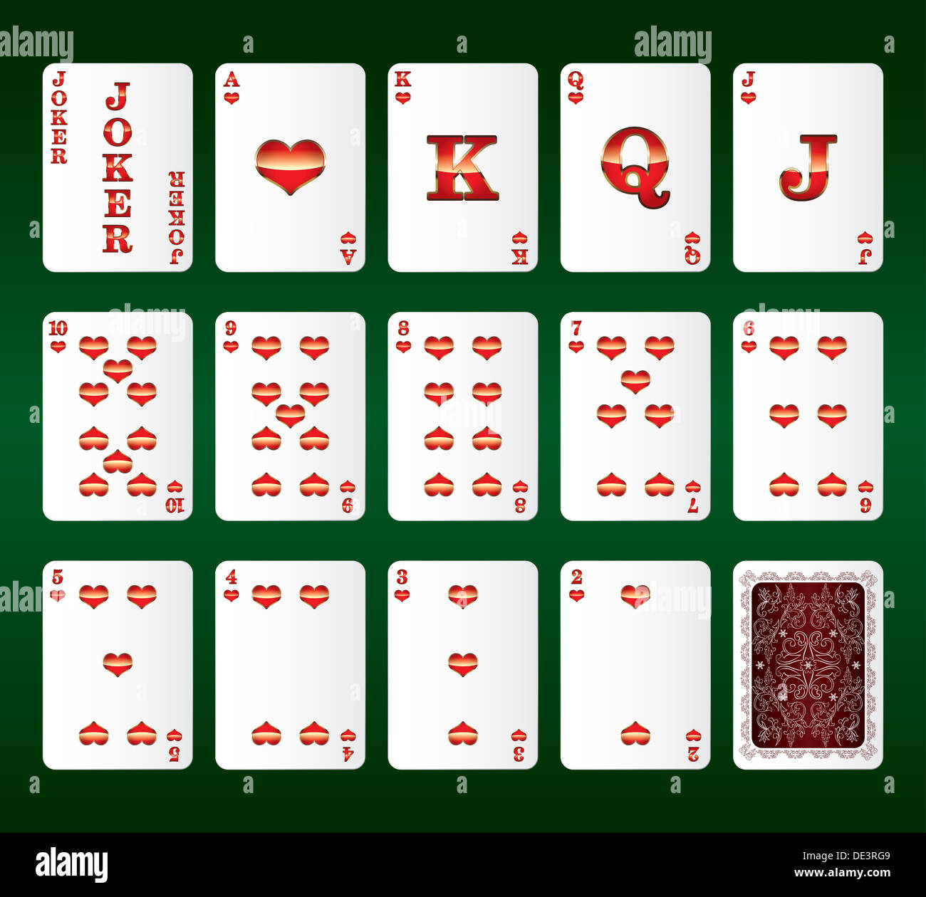 Playing cards Set. Hearts Stock Photo - Alamy