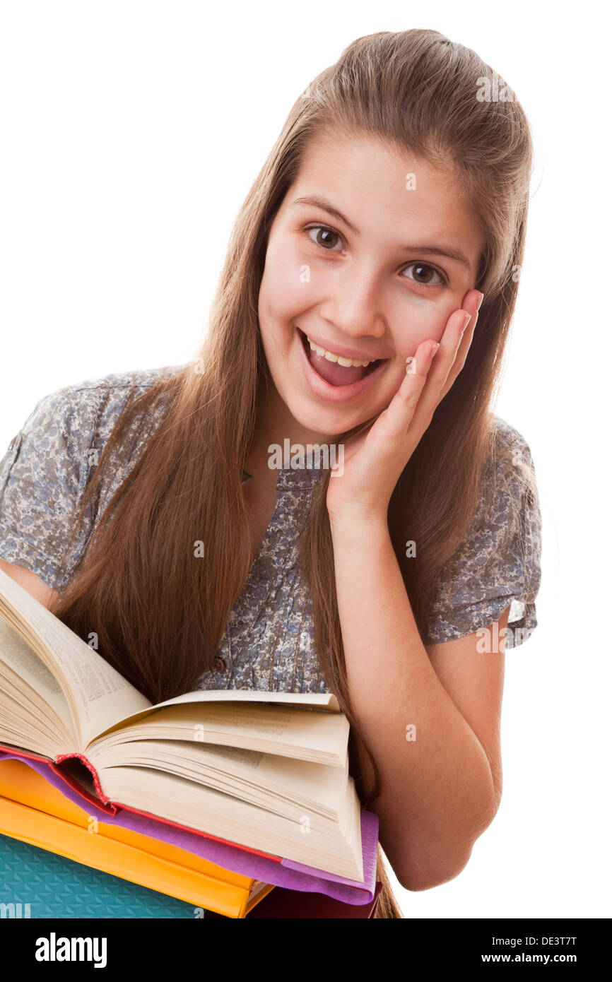 portrait teenager girl on a white background Stock Photo - Alamy