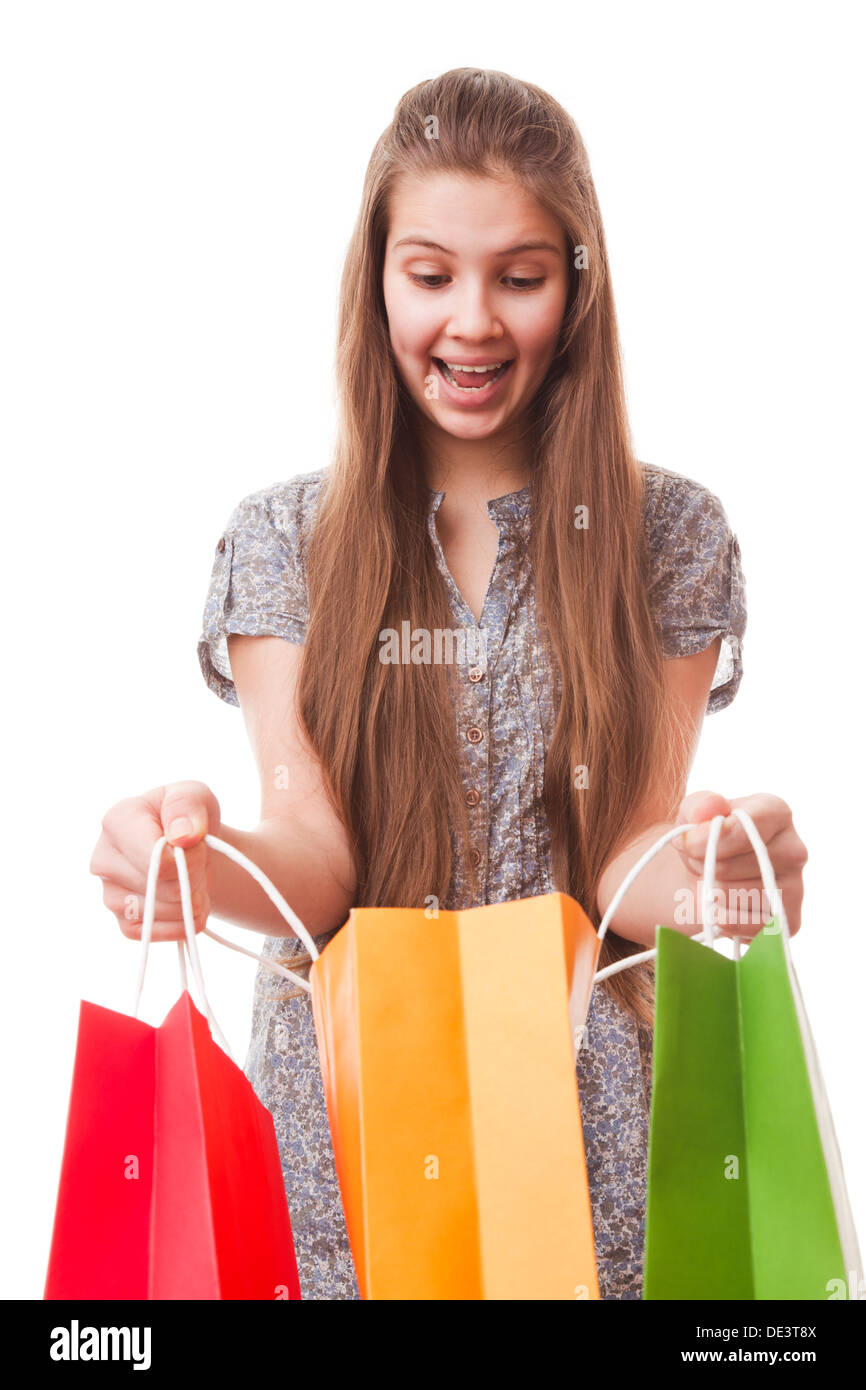 portrait teenager girl on a white background Stock Photo - Alamy
