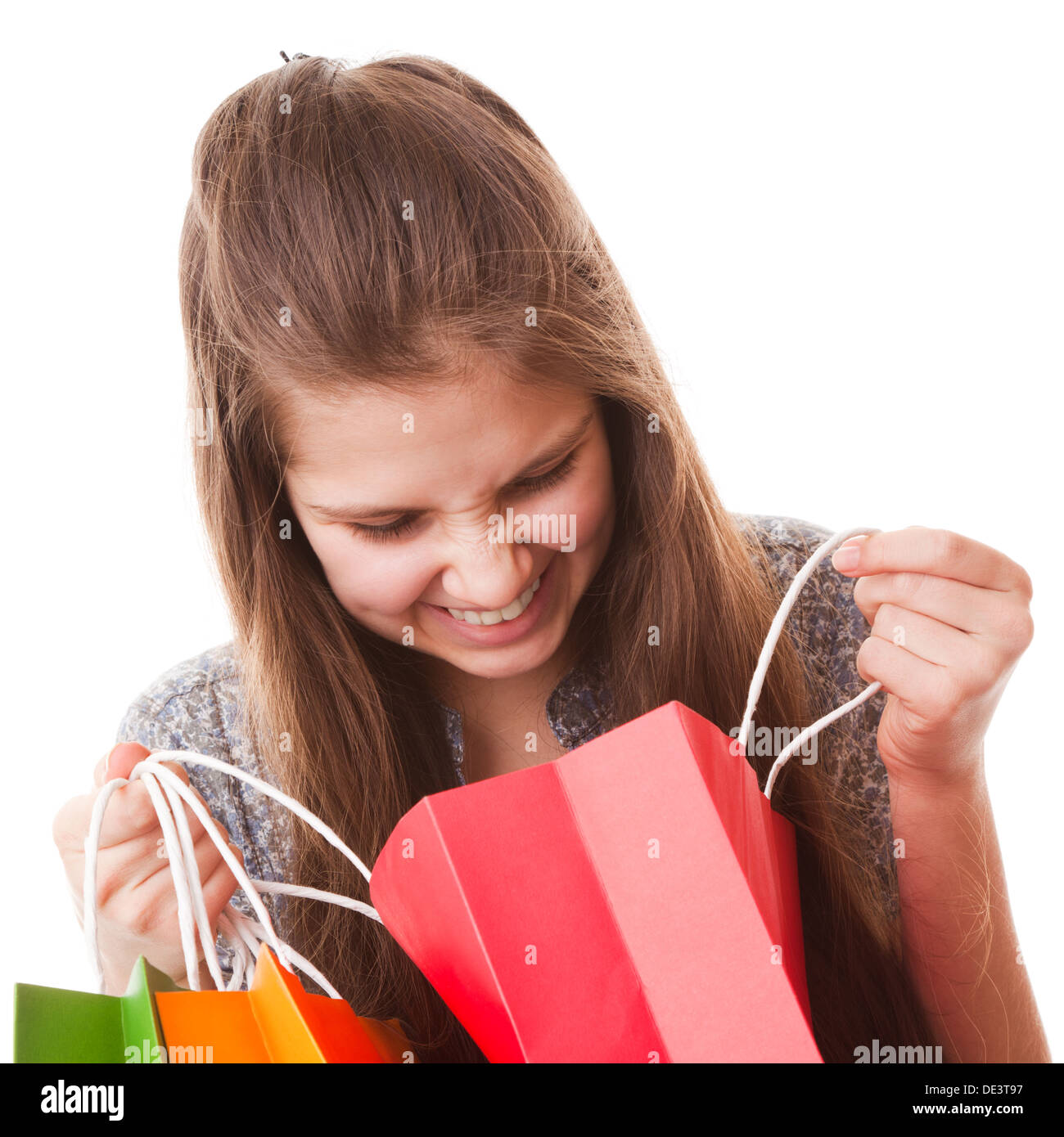 portrait teenager girl on a white background Stock Photo - Alamy