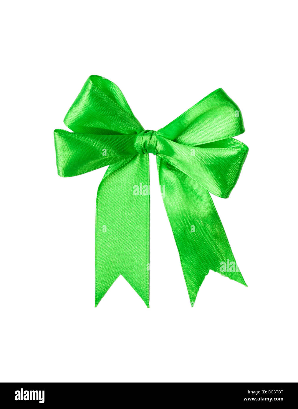 Green ribbon bow isolated on white background Stock Photo