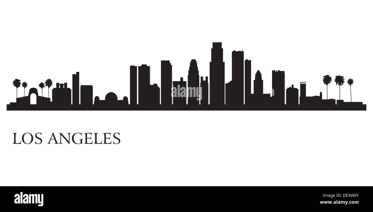 Los Angeles city skyline silhouette background Stock Photo - Alamy