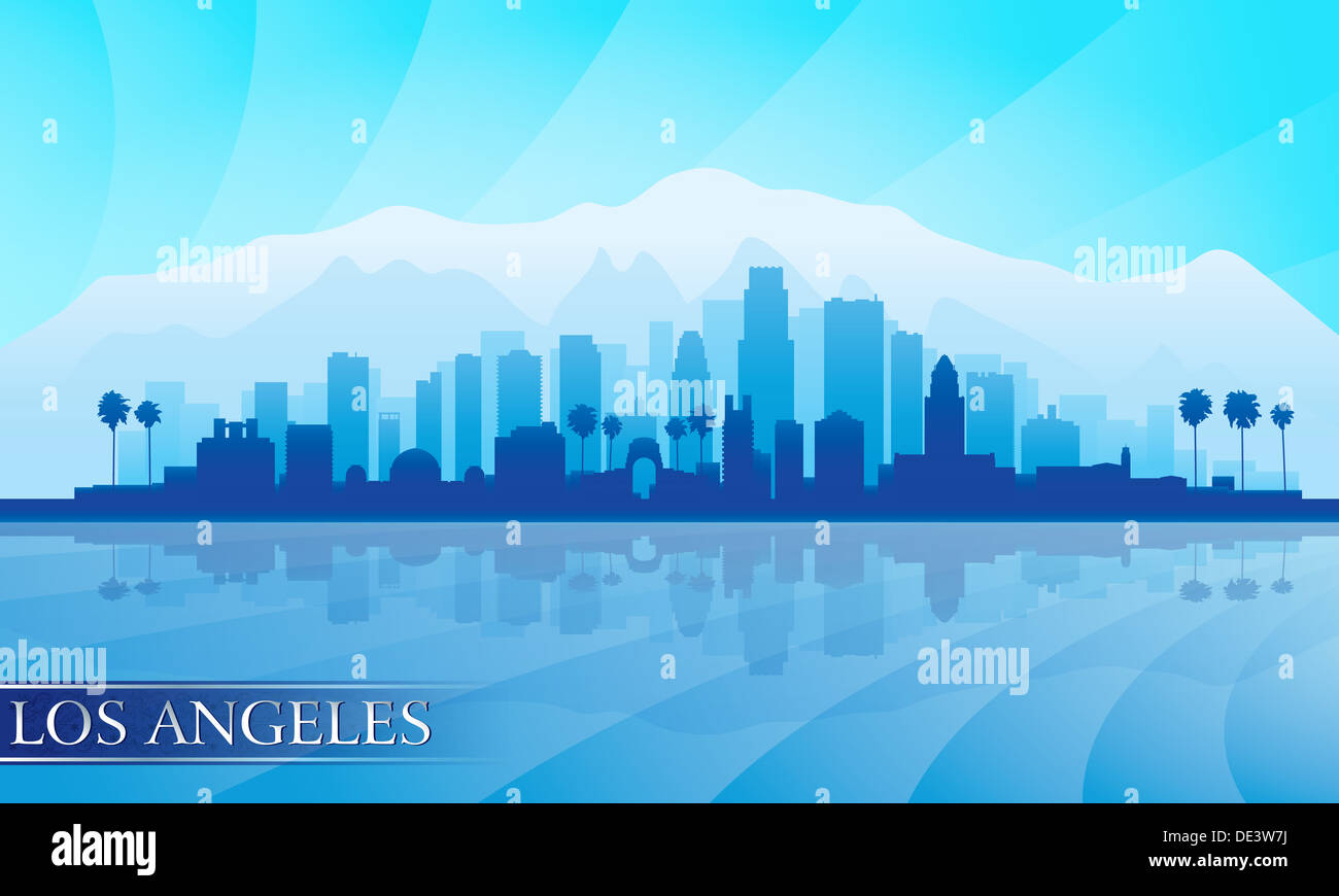 Los Angeles city skyline silhouette background Stock Photo - Alamy