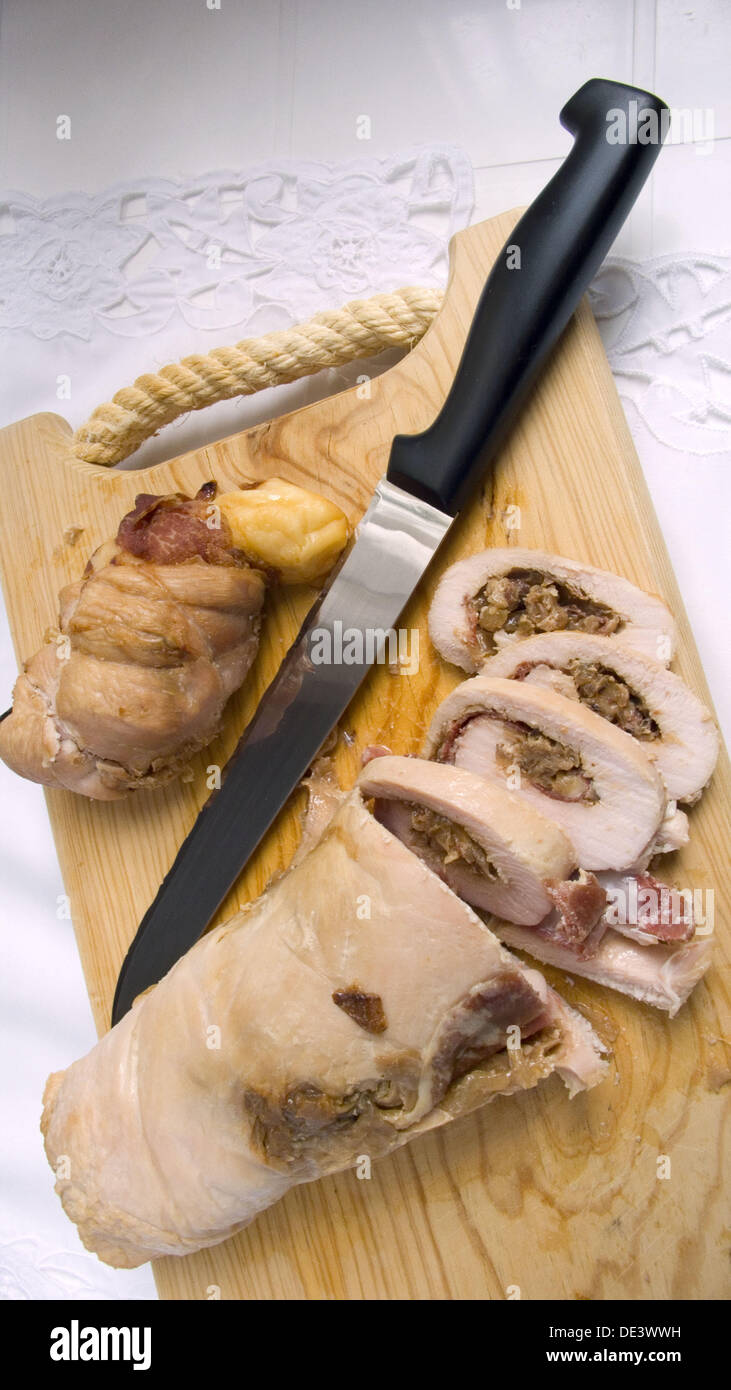 Onion and cured ham wrapped in chicken Stock Photo Alamy