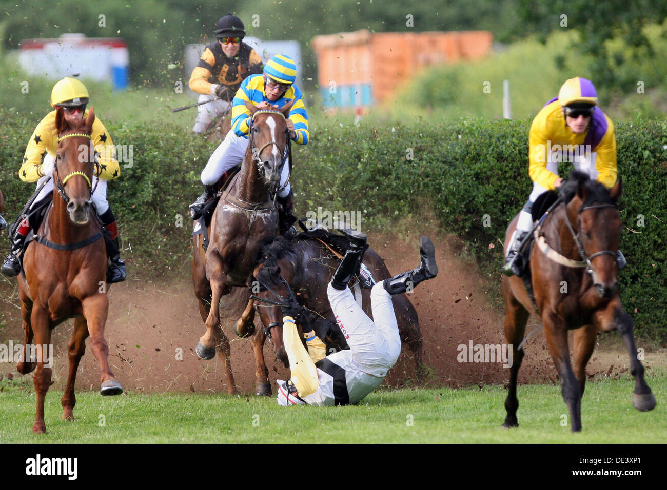 Hamburg, Germany, during hunting plunge horse and jockey racing Stock Photo