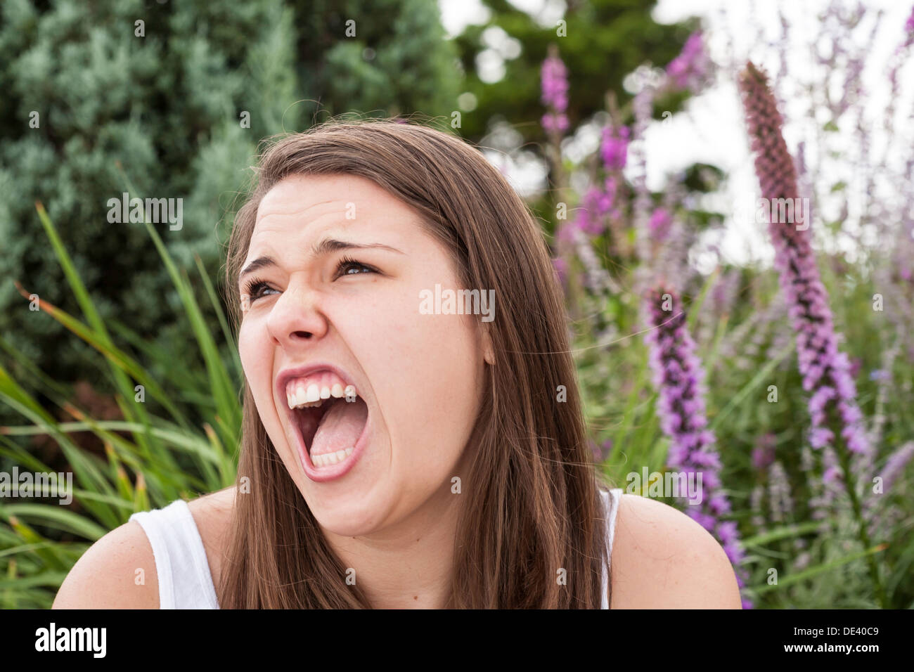 Young Woman Yelling In Disgust, USA Stock Photo