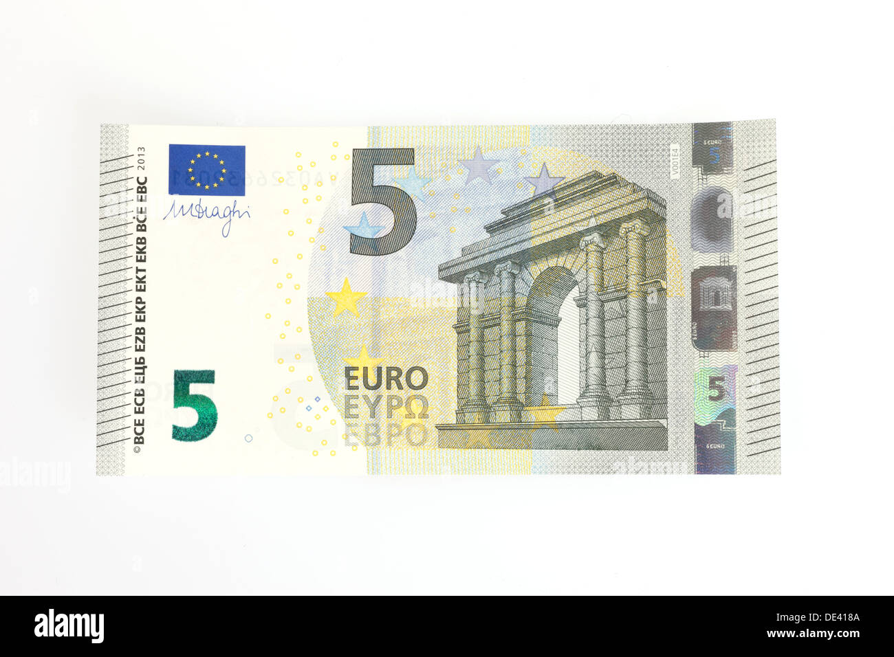 New Banknote 5 Euros Isolate Closeup 5 Euro Banknote Isolated On White  Background Five Euro Banknote Isolated On White View From Above Stock Photo  - Download Image Now - iStock