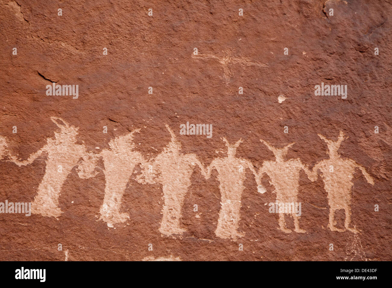 Prehistoric petroglyphs along the Colorado River near Moab, Utah. Stock Photo