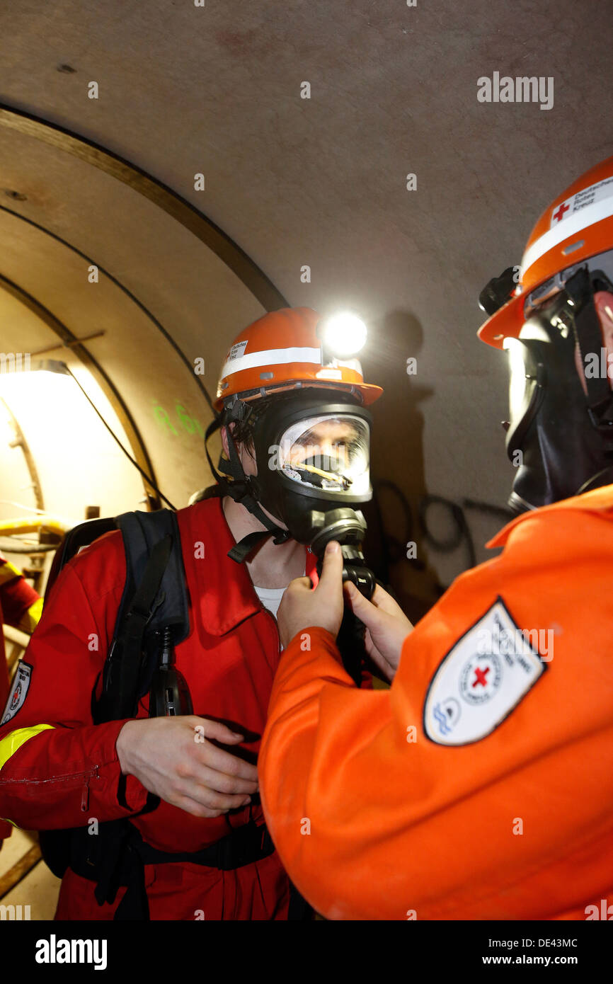 Gelsenkirchen, Germany, tunnel rescue practice Stock Photo