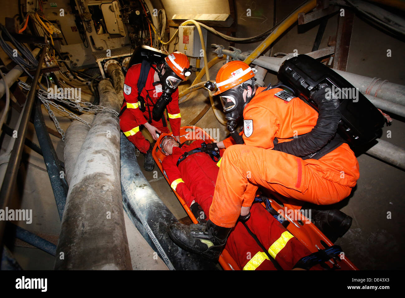 Gelsenkirchen, Germany, tunnel rescue practice Stock Photo