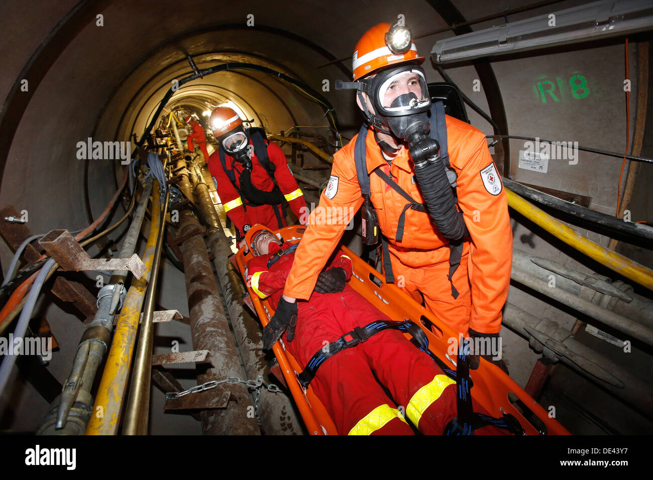 Gelsenkirchen, Germany, tunnel rescue practice Stock Photo