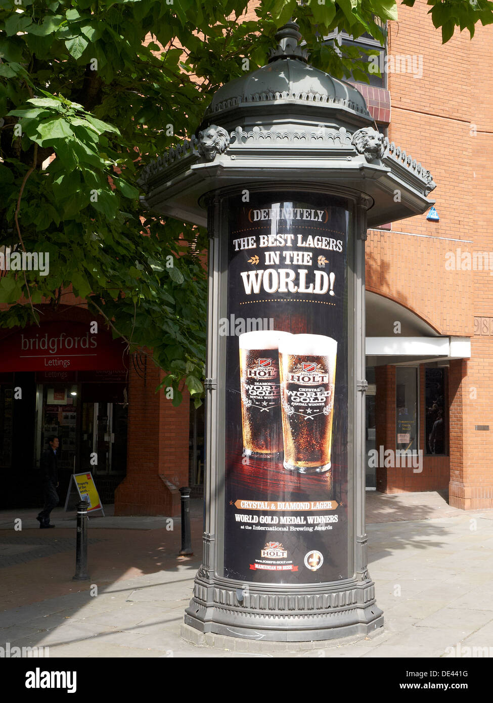 Column street advert in Manchester UK Stock Photo