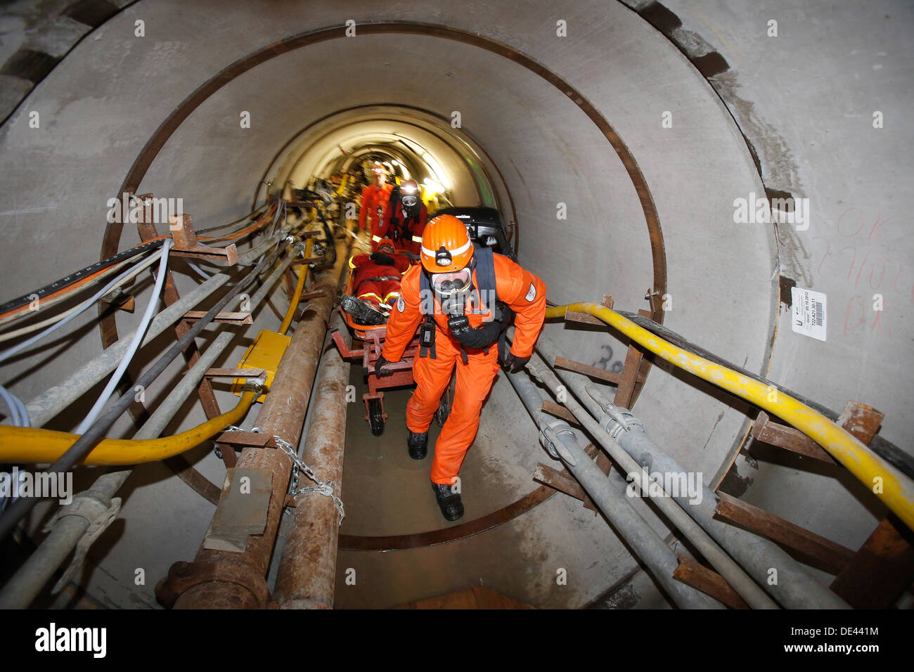 Gelsenkirchen, Germany, tunnel rescue practice Stock Photo