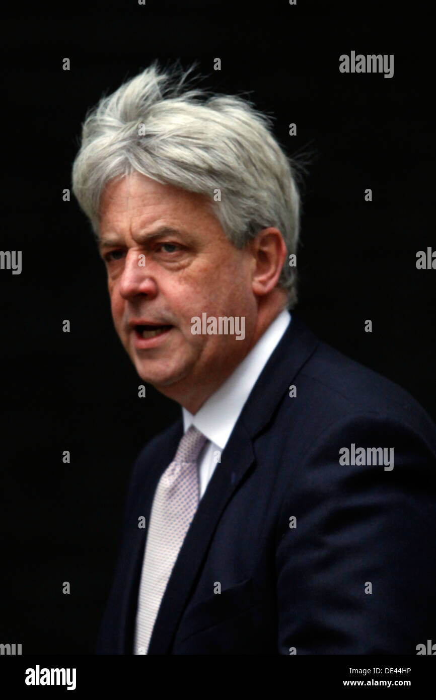 Andrew Lansley CBE MP Leader of the House of Commons and Lord Privy Seal attends the weekly cabinet meeting at No:10 Downing Str Stock Photo