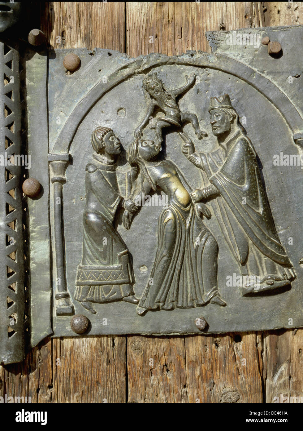Detail of the bronze door of the Basilica of San Zeno which is