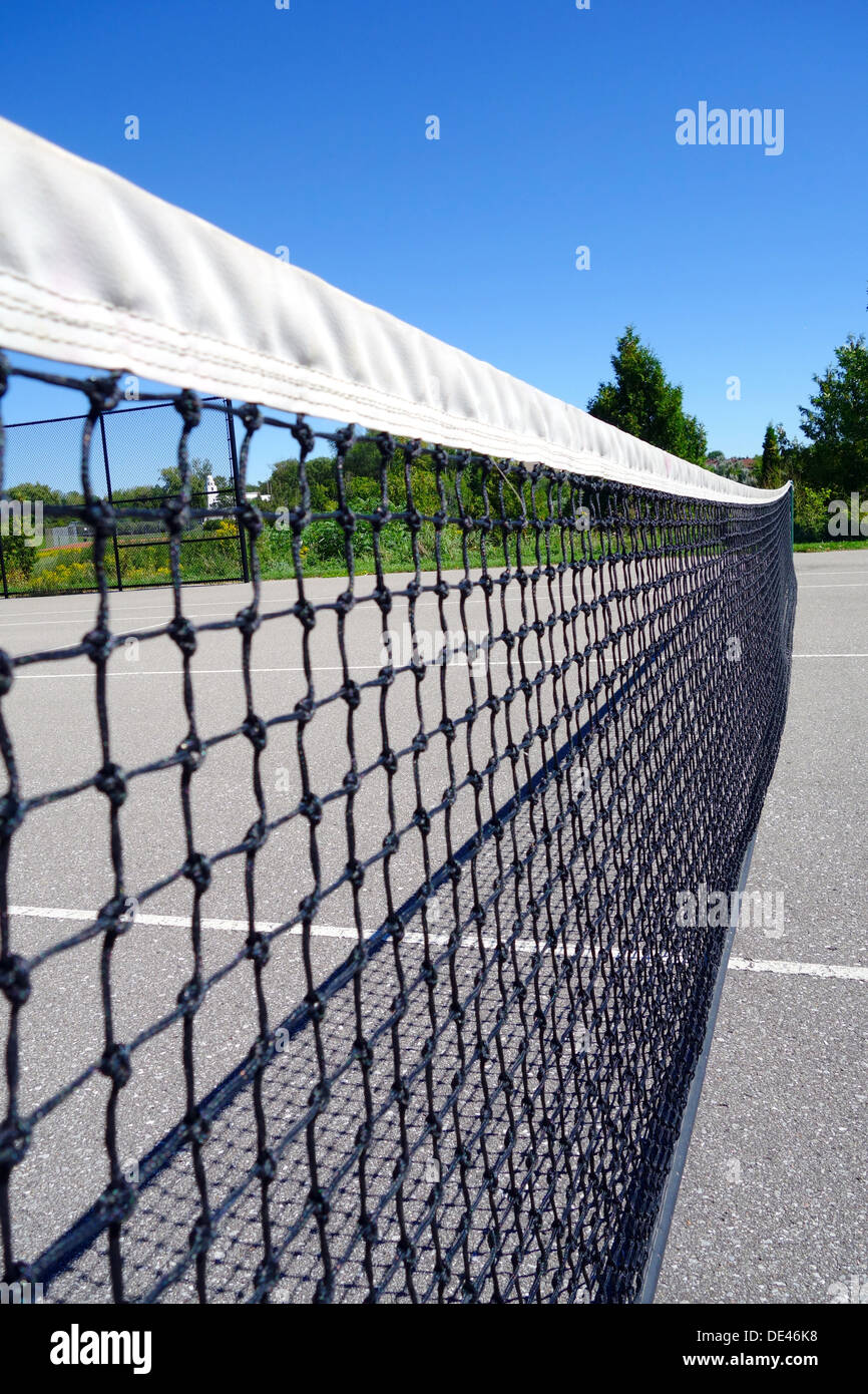 Tennis net in a suburban park outside Toronto, Canada Stock Photo