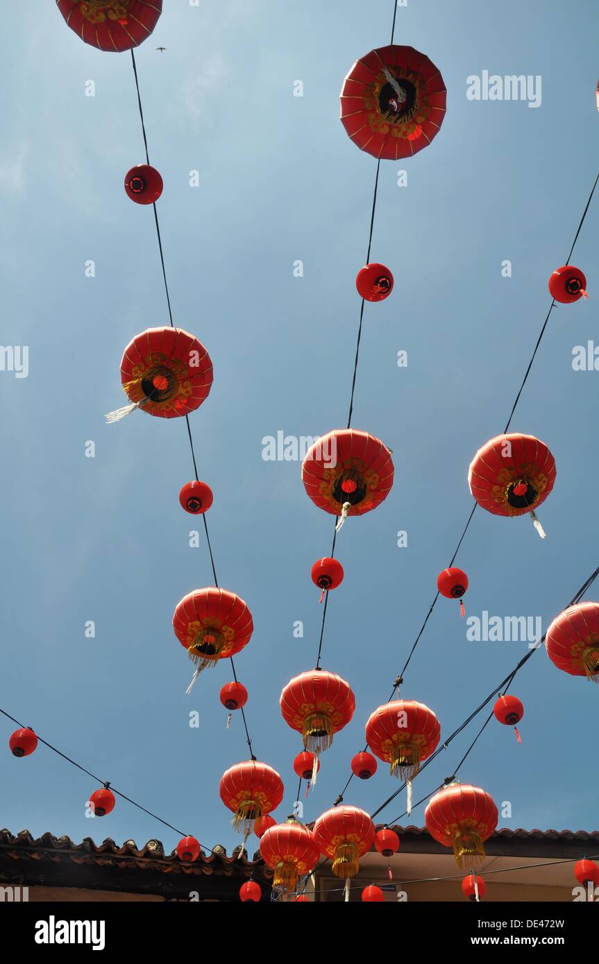 Malacca (Malaysia) red lanterns in Chinatown Stock Photo Alamy