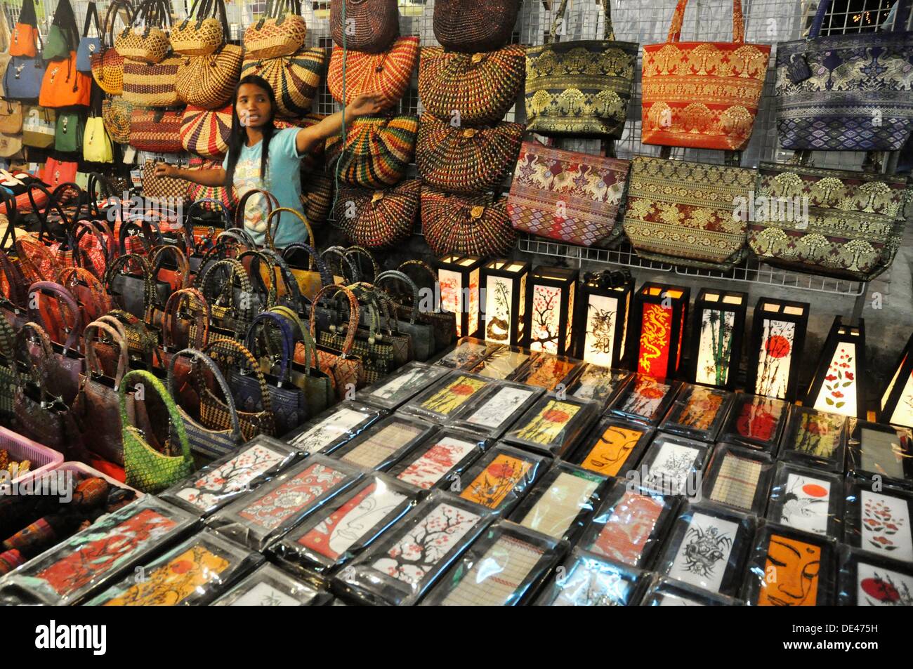 Chiang Rai (Thailand) handicrafts stall at the Night Bazaar Stock