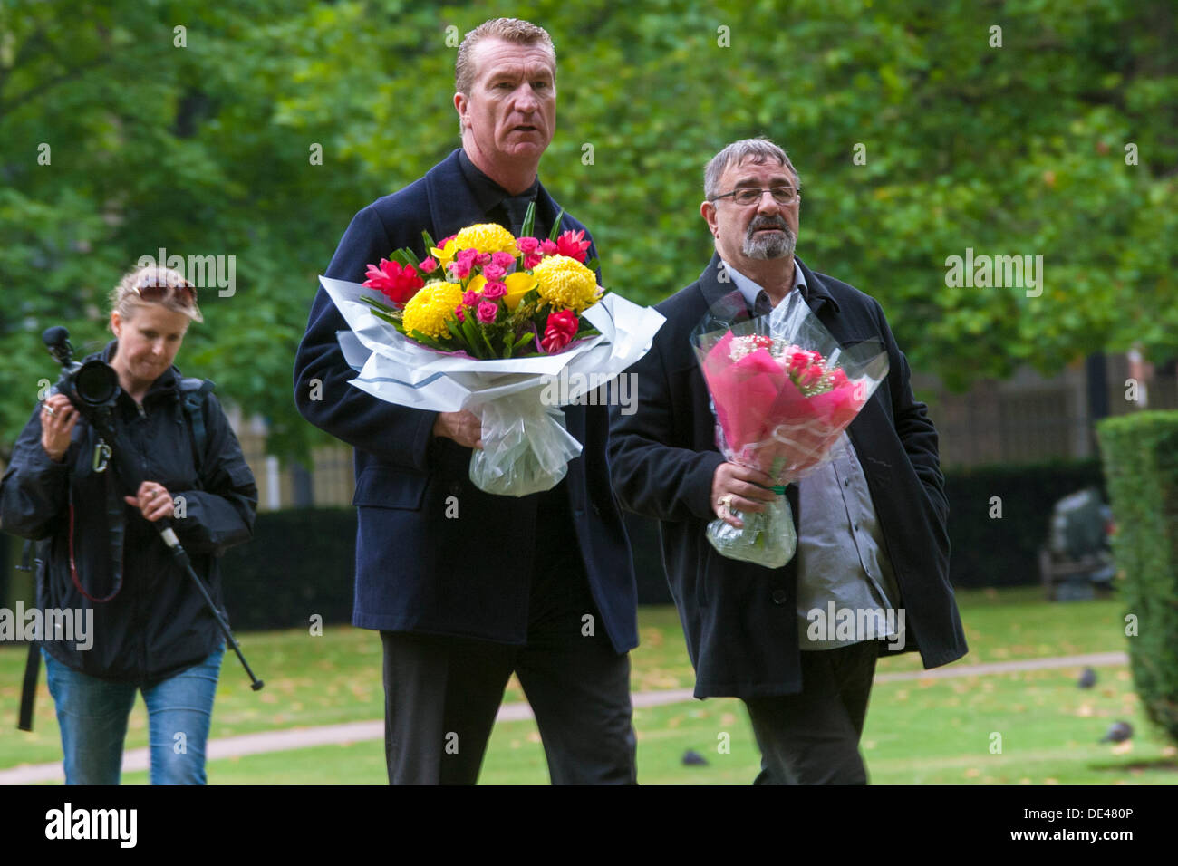 Grosvenor Square, London, UK. 11th Sep, 2013. EDL co-leader Kevin Carroll arrives at the 9/11 memorial in Grosvenor Square, London on the anniversary of the terrorist attacks on America. Credit:  Paul Davey/Alamy Live News Stock Photo