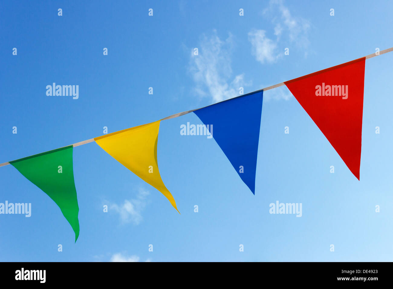small flags on blue sky Stock Photo