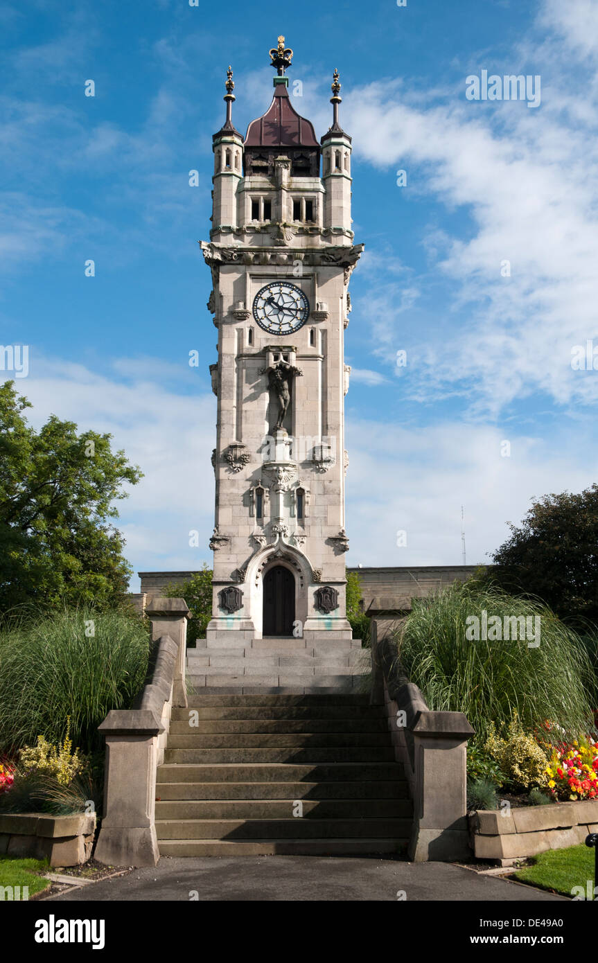 The Whitehead Clock Tower in Tower Gardens, Bury, Greater Manchester, England, UK Stock Photo