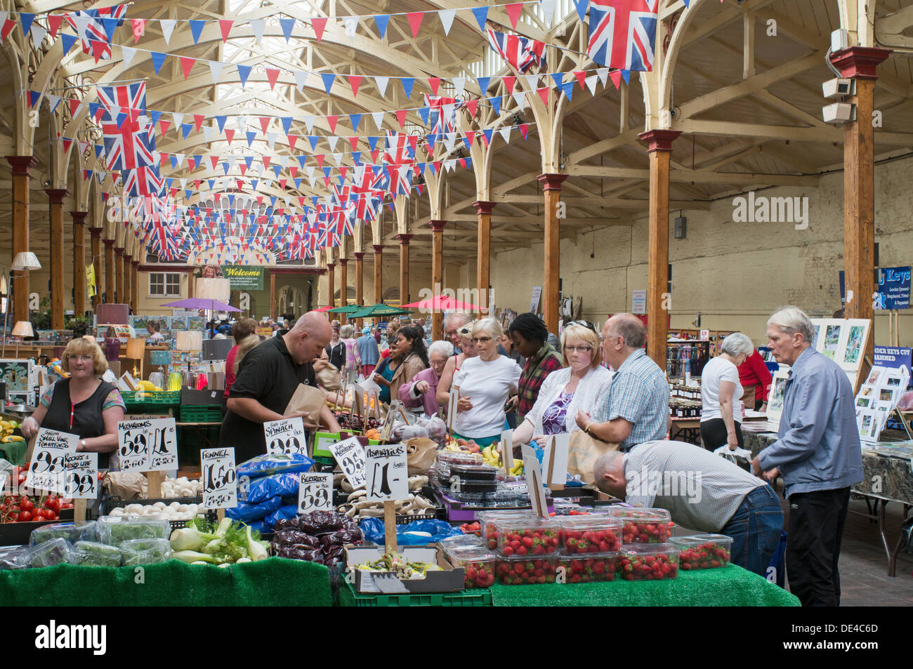 Interior view of the Pannier Market, Barnstaple, Devon, England, UK ...