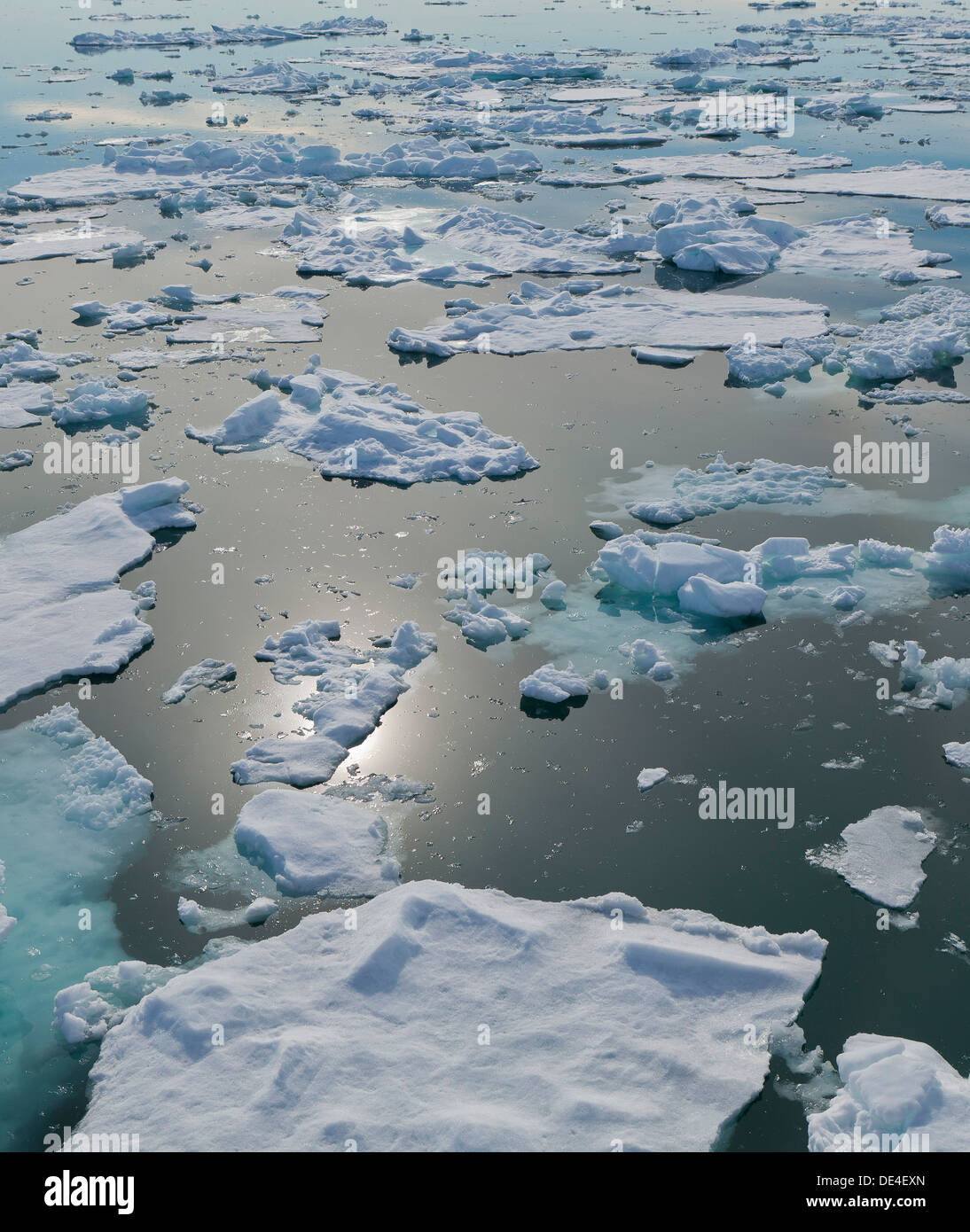 Icebergs, Hinlopen Strait, Spitsbergen Island, Svalbard, Norway Stock Photo